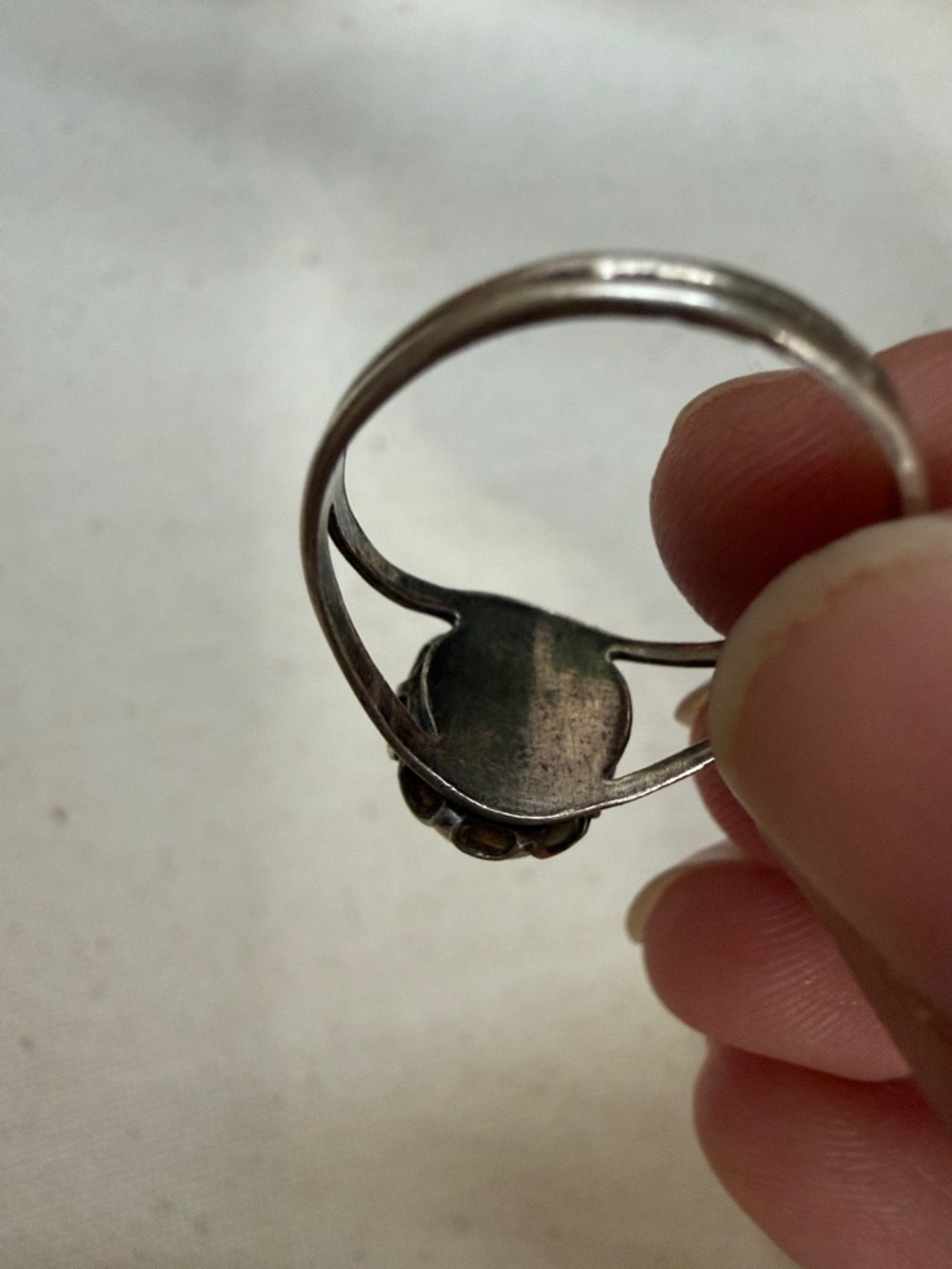 Sterling Silver 925 Opal Statement Ring Iridescent Multi-Color Ring size 5 1/2 - Picture 8 of 9